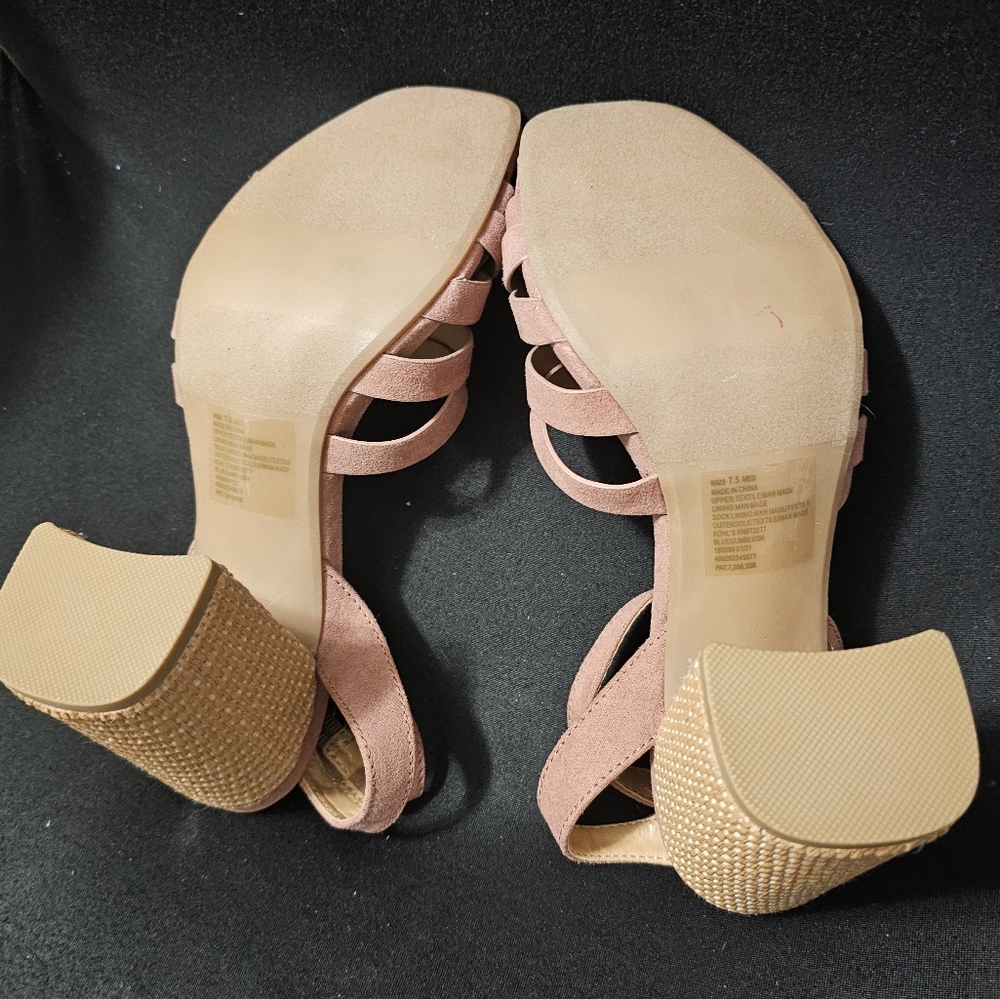 LC Lauren Conrad Womens Memory Foam Blush Suede Ankle Strap Woven Heel, Size 7.5 - Picture 6 of 11